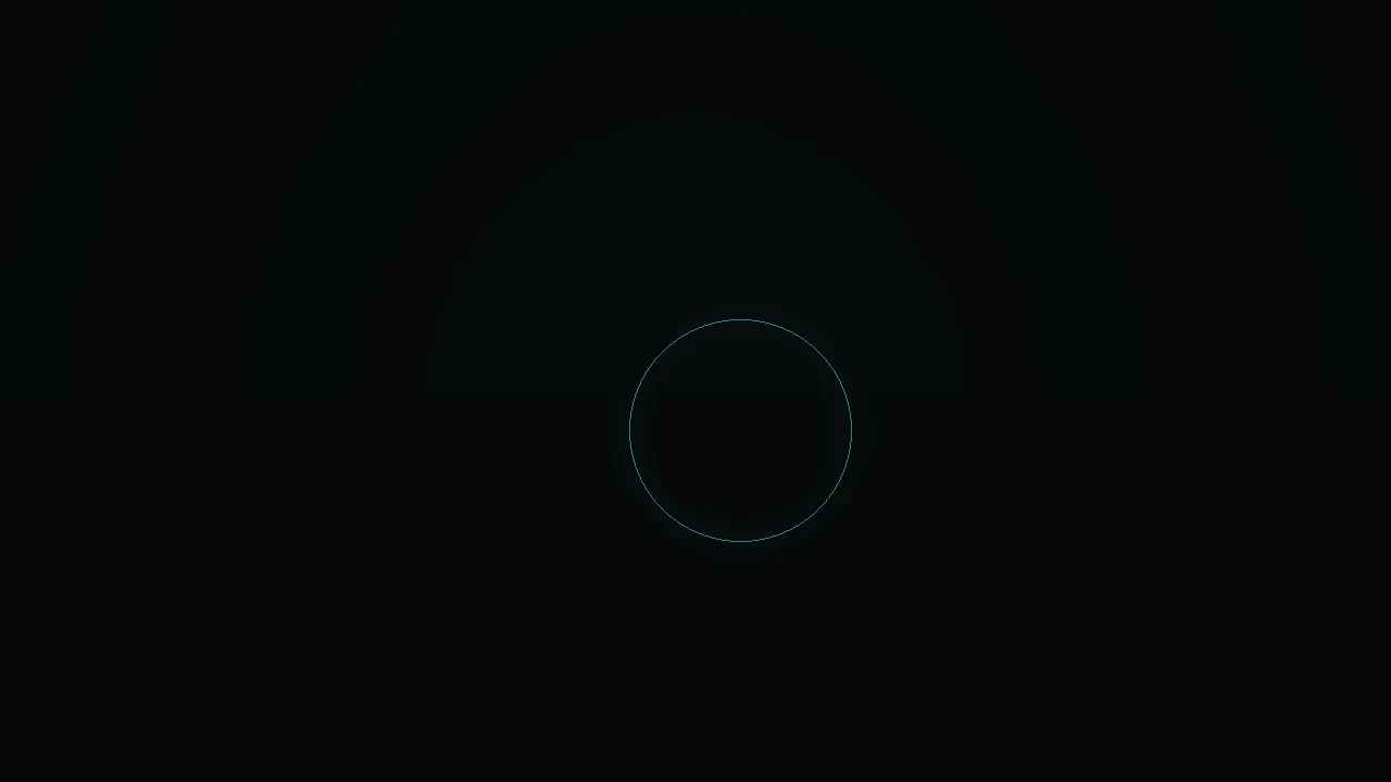 Terminal display showing mirror status indicators, glowing cyan lines on dark background